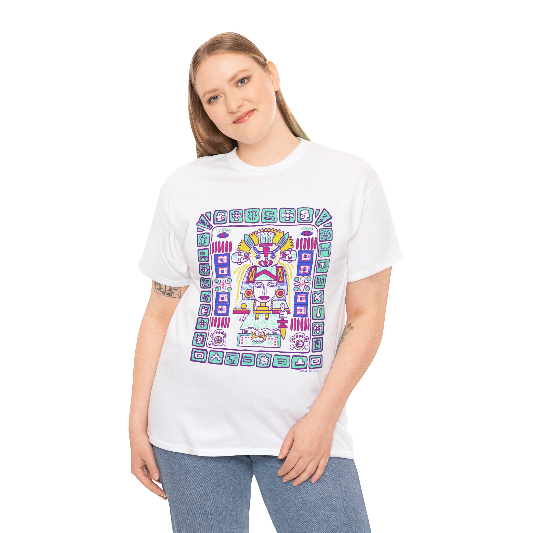 Mayan Space Traveler - Gildan Unisex Heavy Cotton T-Shirt - Image 4