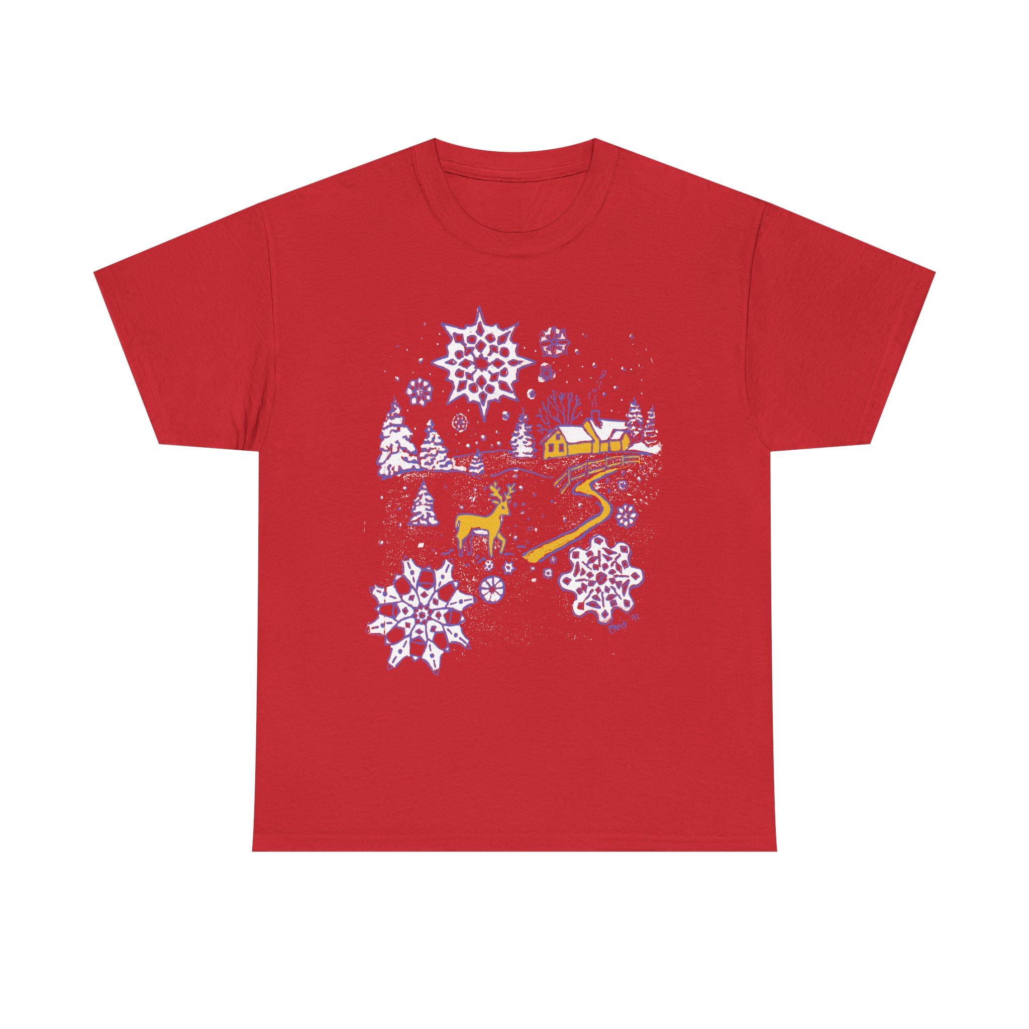Christmas Snow in Winter Wonderland - Unisex Heavy Cotton Tee | Gildan 5000