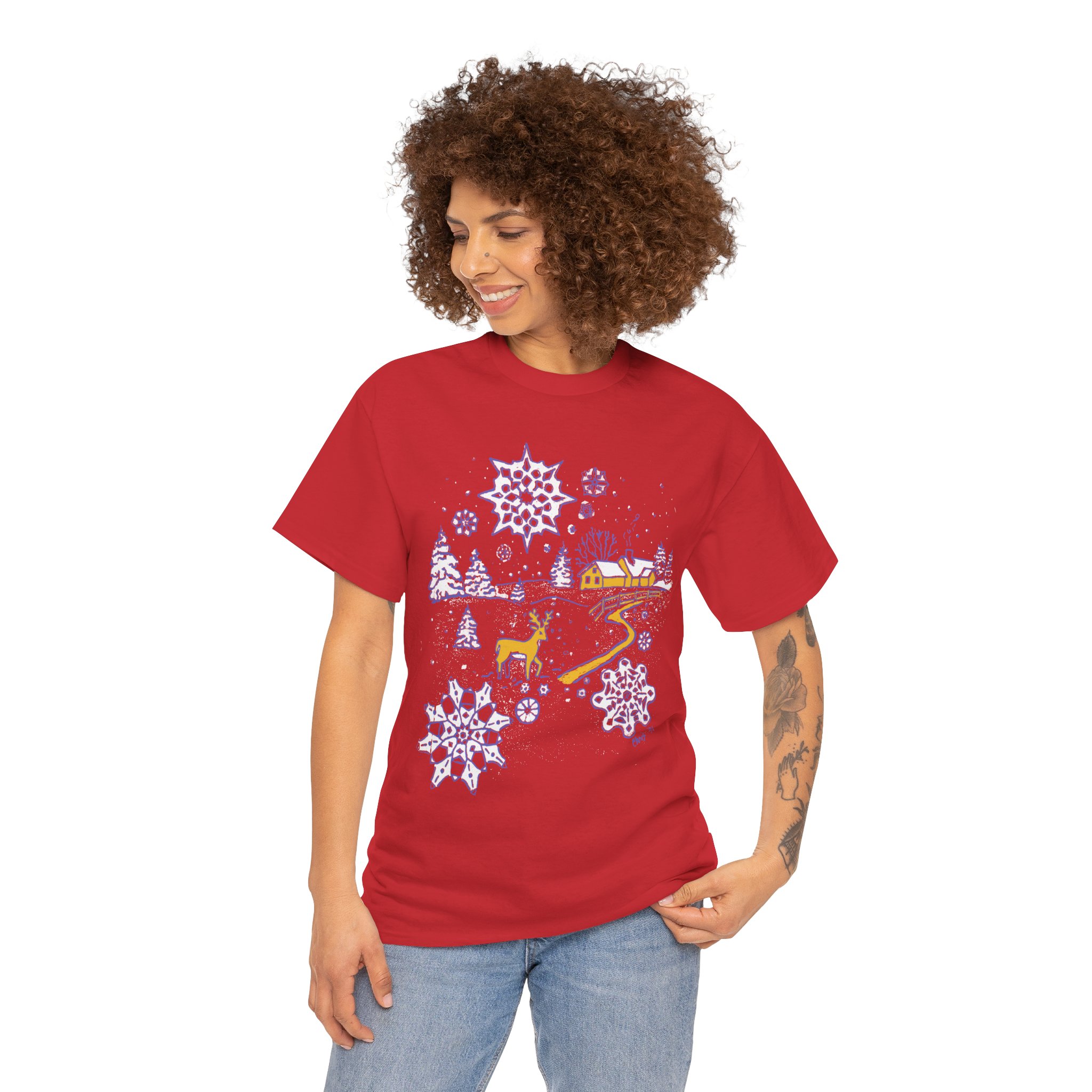 Christmas Snow in Winter Wonderland - Unisex Heavy Cotton Tee | Gildan 5000 - Image 6