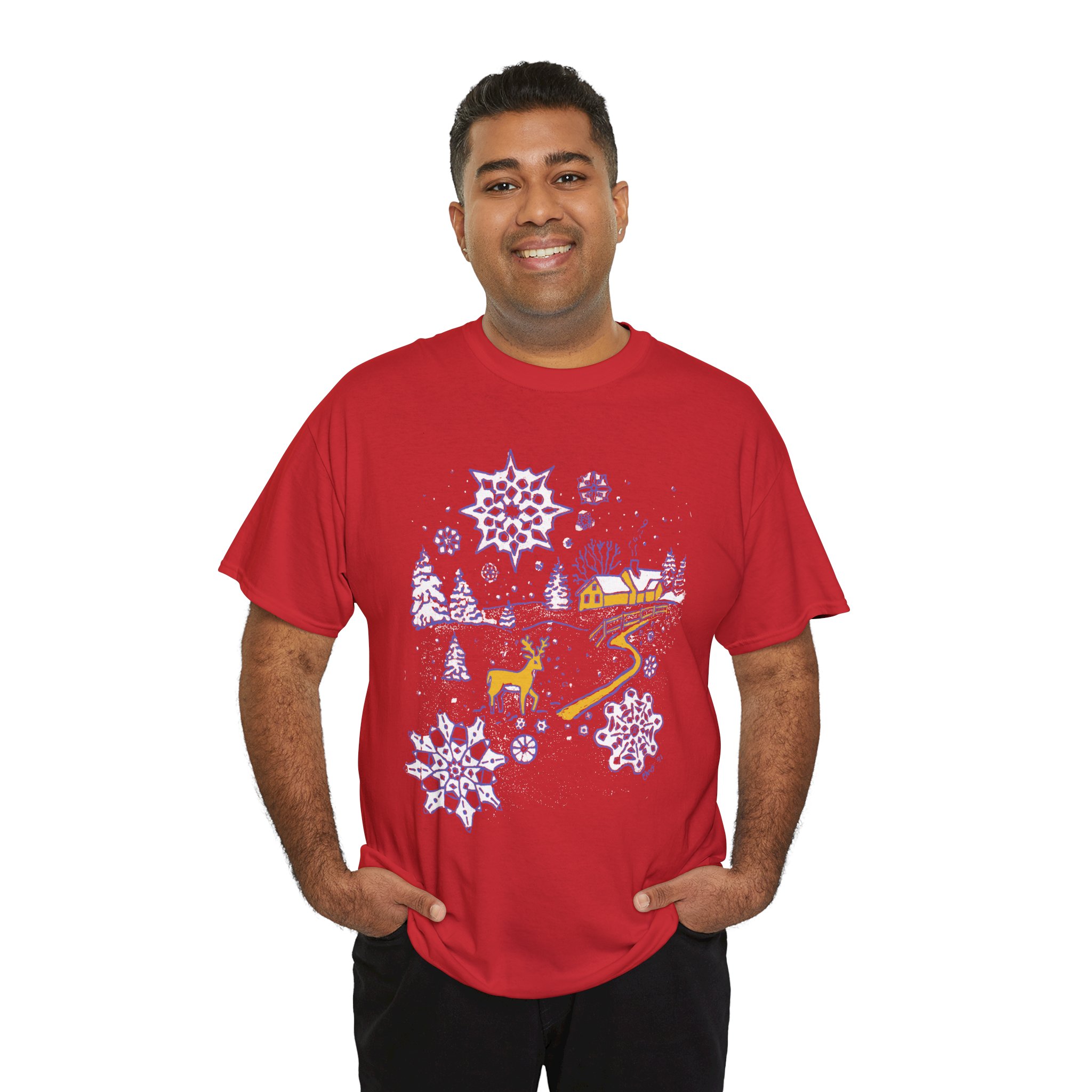 Christmas Snow in Winter Wonderland - Unisex Heavy Cotton Tee | Gildan 5000 - Image 7