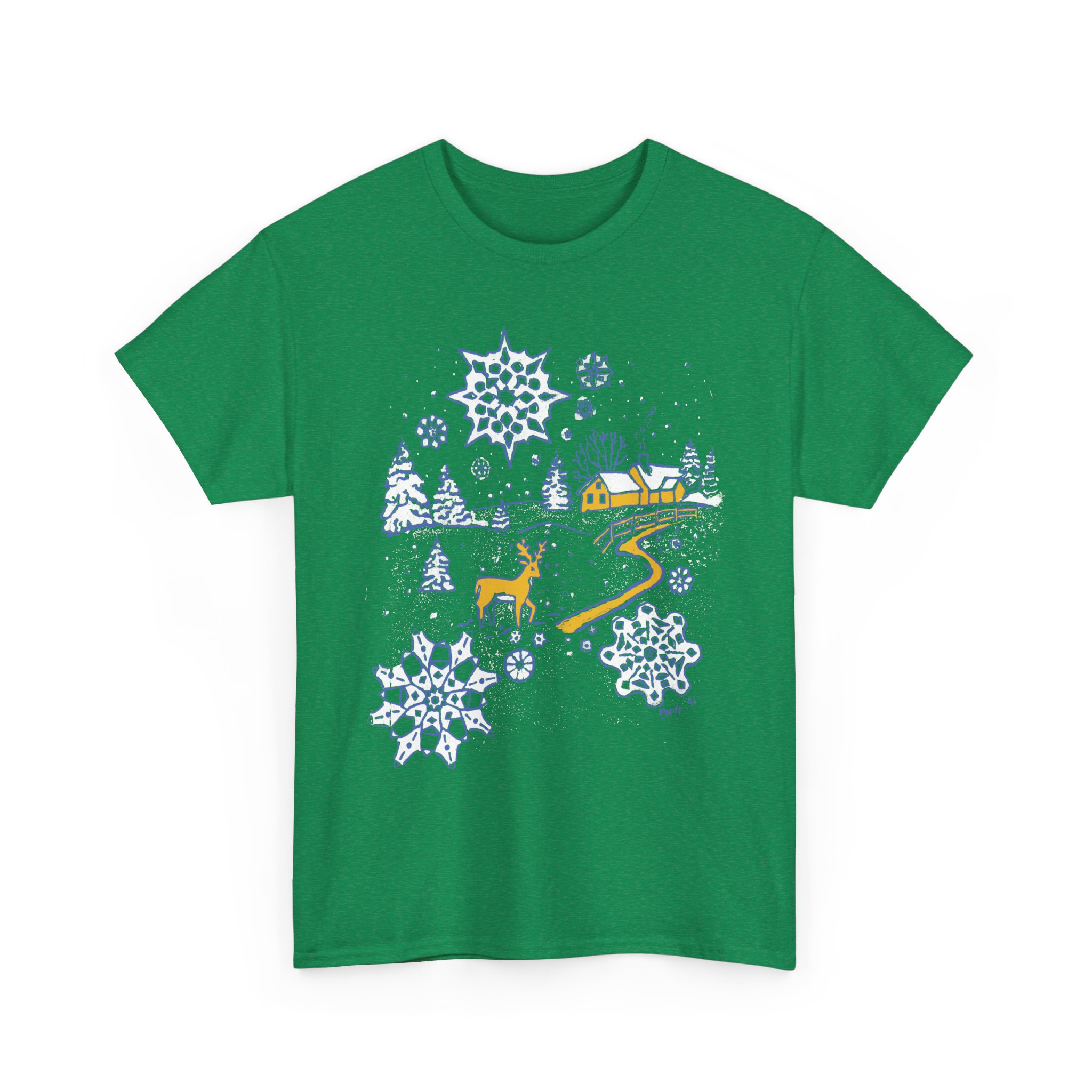 Christmas Snow in Winter Wonderland - Unisex Heavy Cotton Tee | Gildan 5000 - Image 4