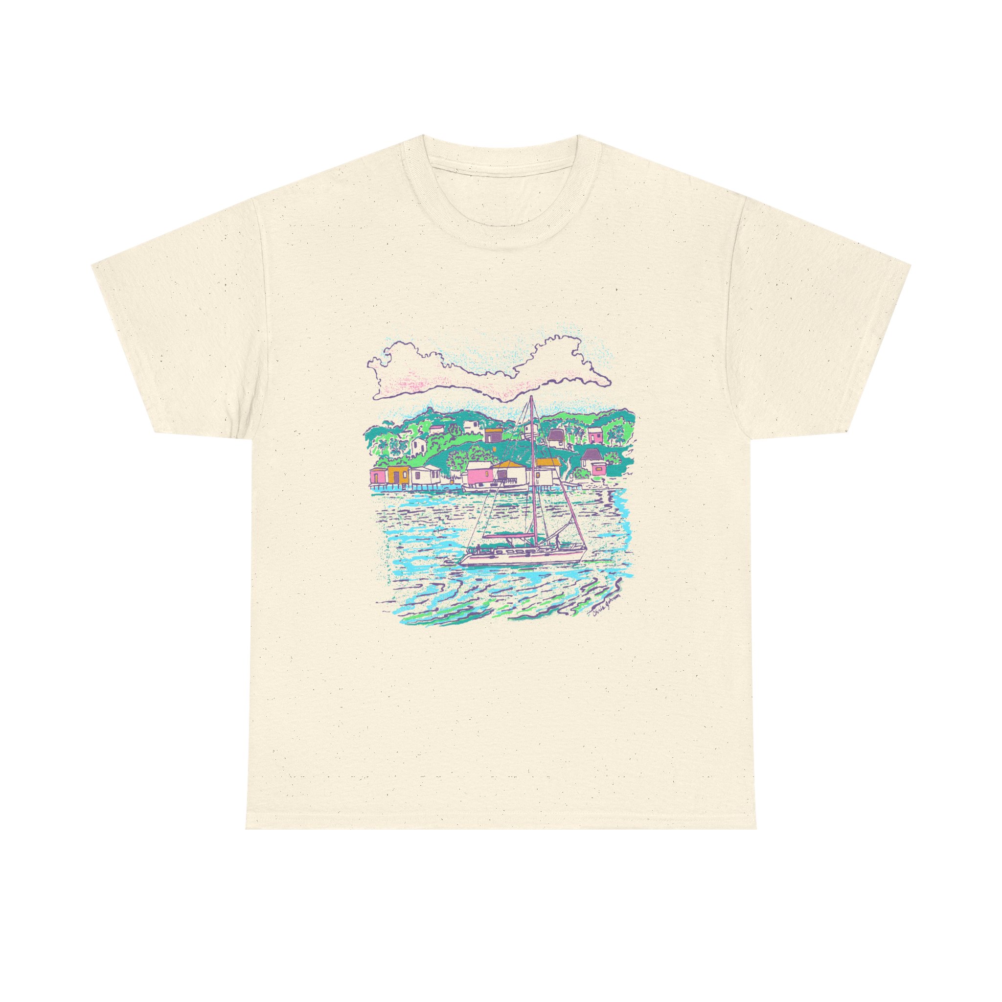 Catamaran Cruising the Bay - - Unisex Heavy Cotton T-Shirt | Gildan 5000 - Image 8