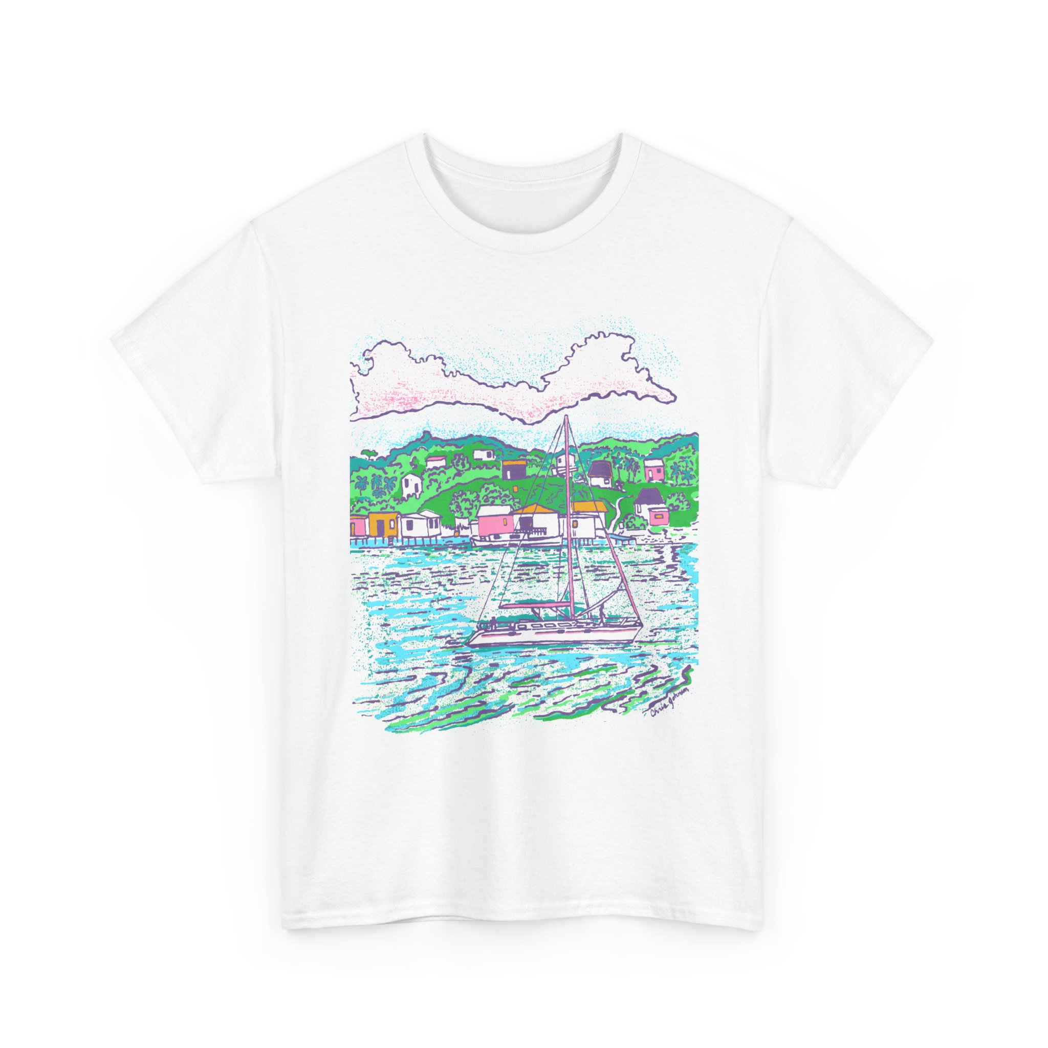 Catamaran Cruising the Bay - - Unisex Heavy Cotton T-Shirt | Gildan 5000