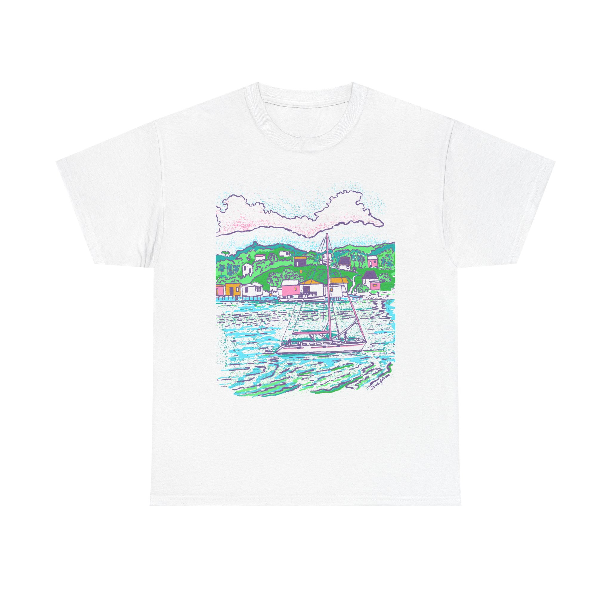 Catamaran Cruising the Bay - - Unisex Heavy Cotton T-Shirt | Gildan 5000 - Image 7