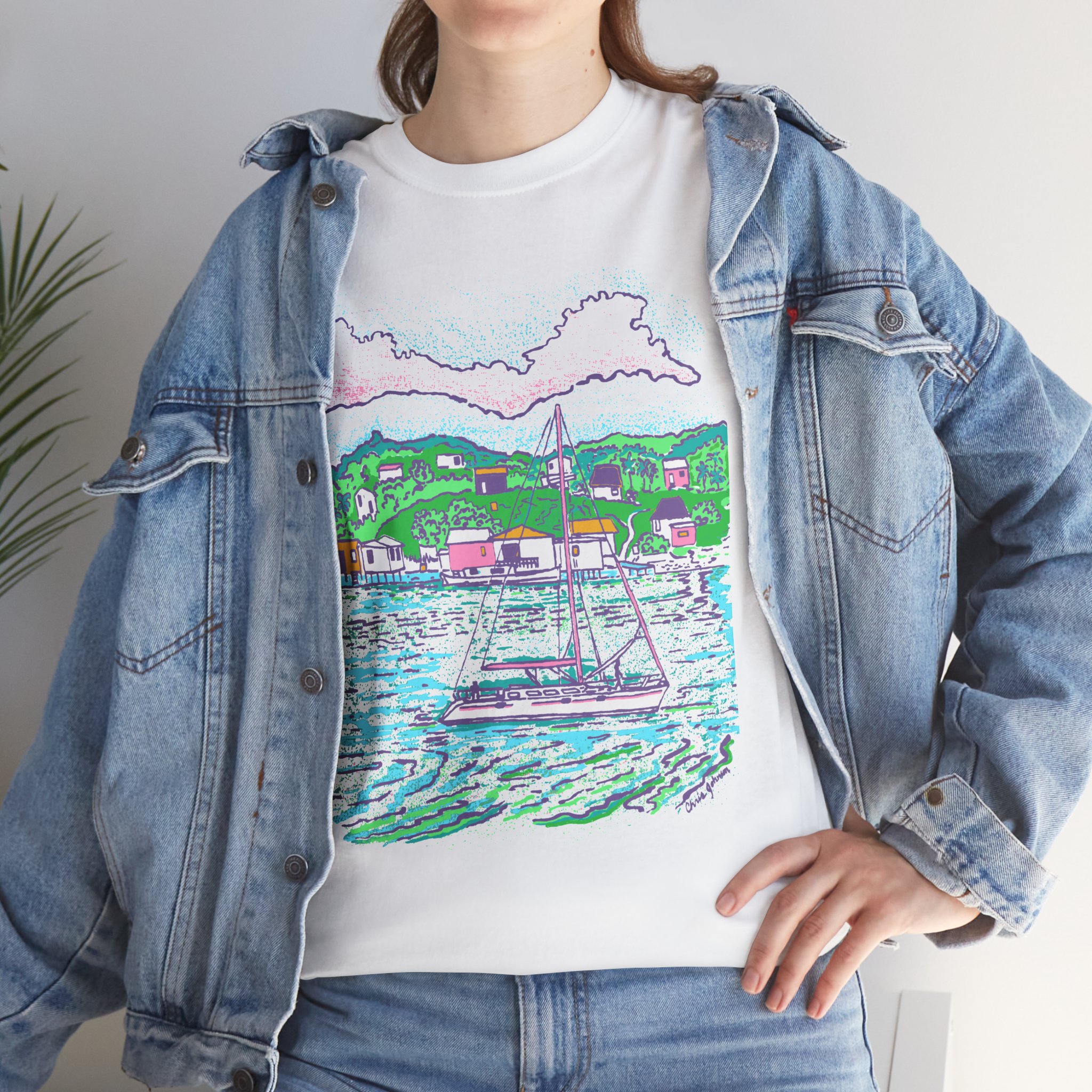 Catamaran Cruising the Bay - - Unisex Heavy Cotton T-Shirt | Gildan 5000 - Image 6