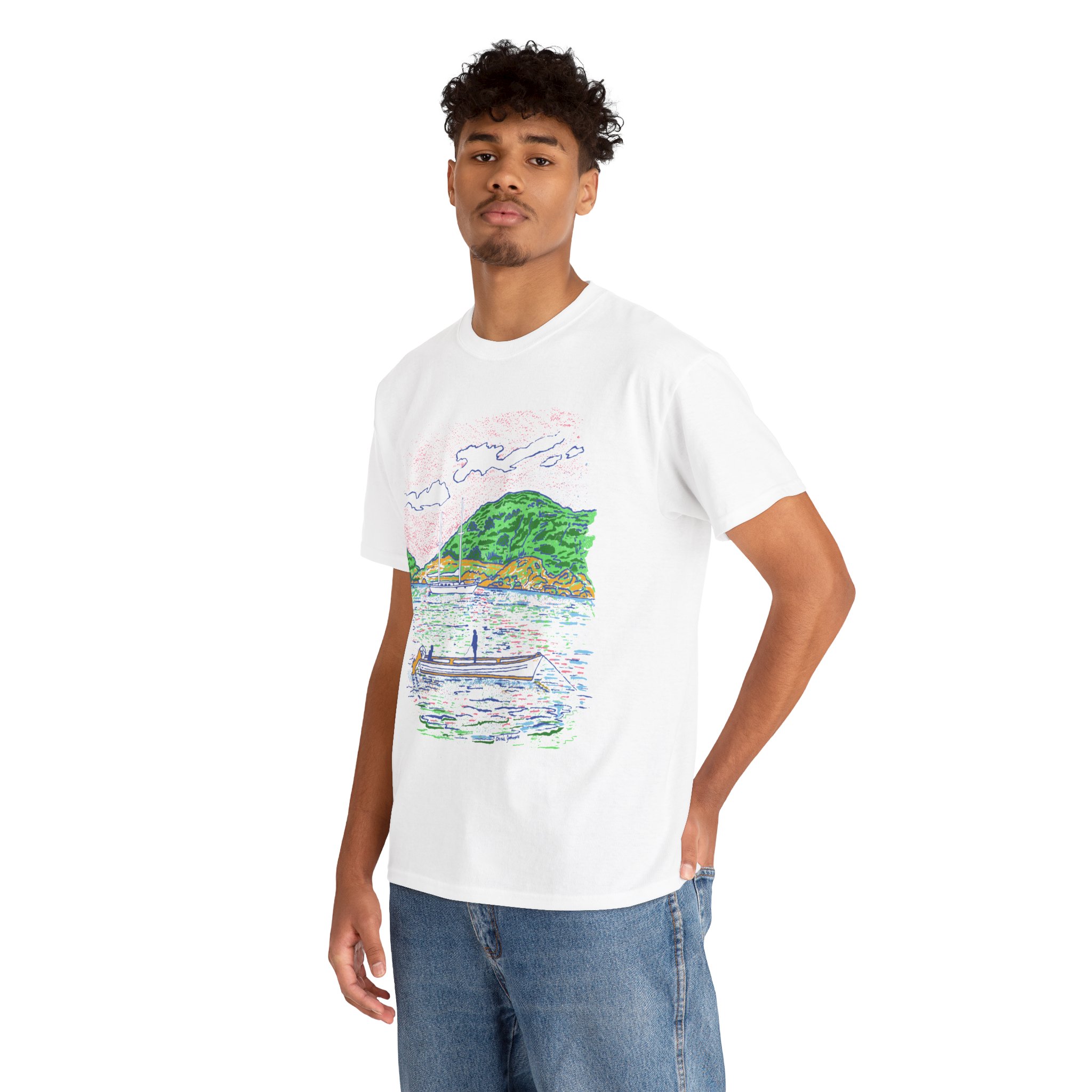 Fishing from the Longboat - Unisex Heavy Cotton Tee | Gildan 5000 - Image 3