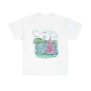 Caribbean Sailboat in the Wind - Unisex Heavy Cotton T-Shirt | Gildan 5000
