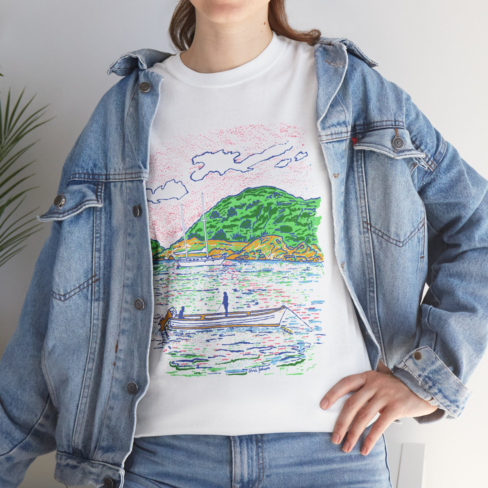 Fishing from the Longboat - Unisex Heavy Cotton Tee | Gildan 5000 - Image 4