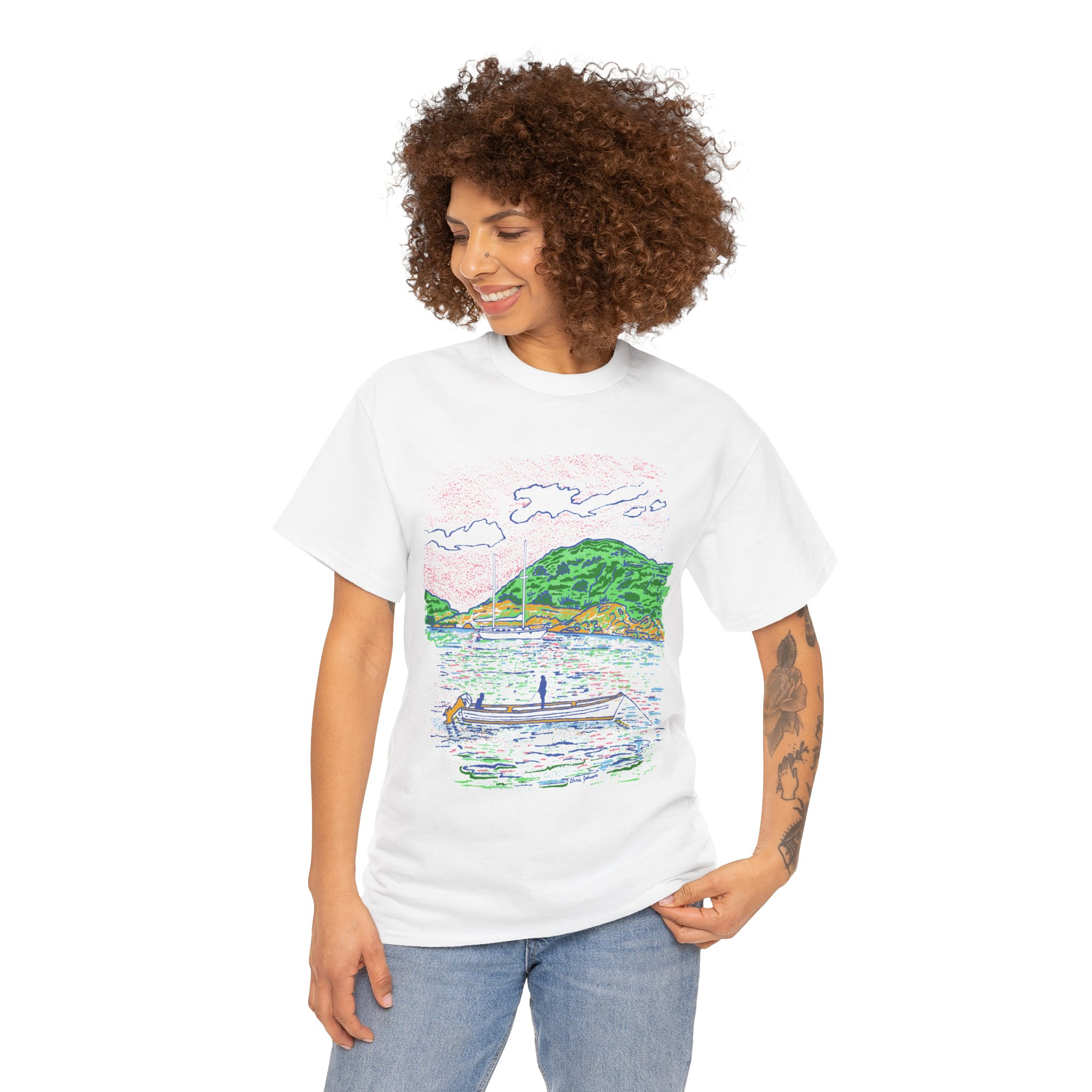 Fishing from the Longboat - Unisex Heavy Cotton Tee | Gildan 5000 - Image 2