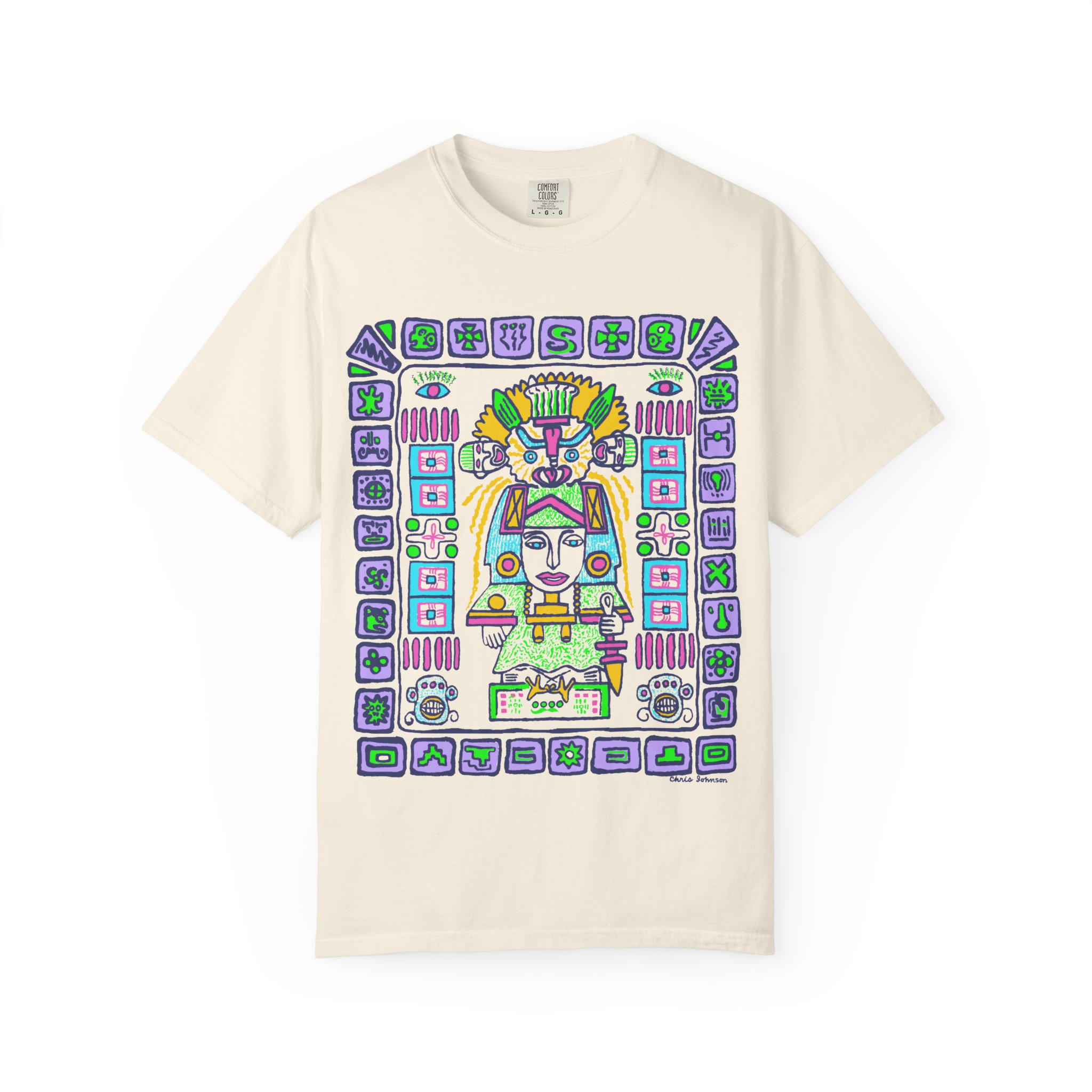 Mystic Pyramid Graphic T-Shirt — Colorful Aztec-Inspired Design - Image 2