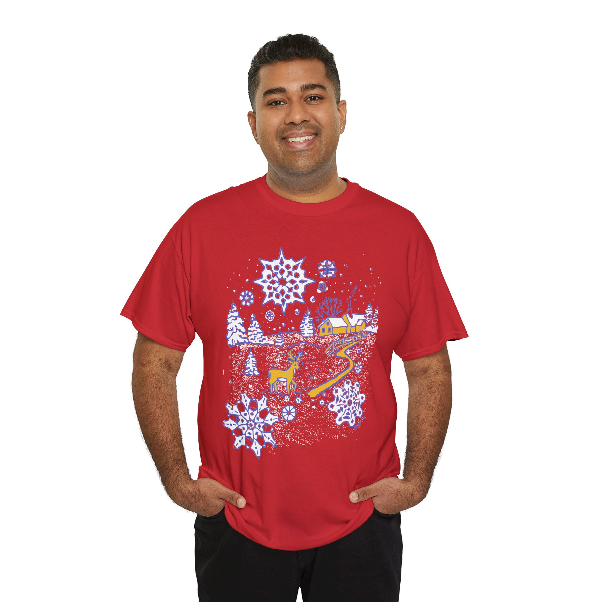 Christmas Snow in Winter Wonderland - Gildan 5000 - Unisex Heavy Cotton Tee - Image 4