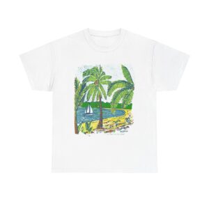Coconut Palm Trees at the Beach - Gildan 5000 - Unisex Heavy Cotton Tee