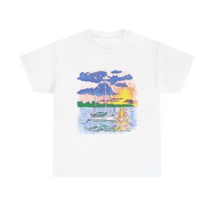 Ketch Sailboat at Sunset -Gildan 5000 - Unisex Heavy Cotton T-Shirt