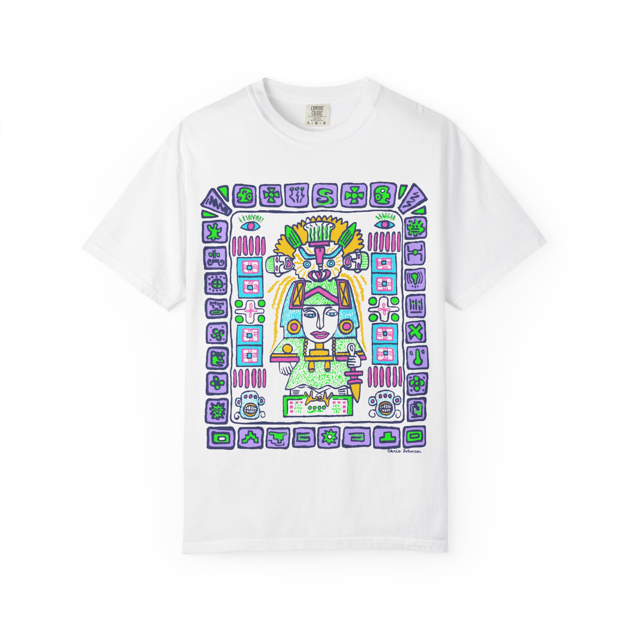 Mystic Pyramid Graphic T-Shirt — Colorful Aztec-Inspired Design