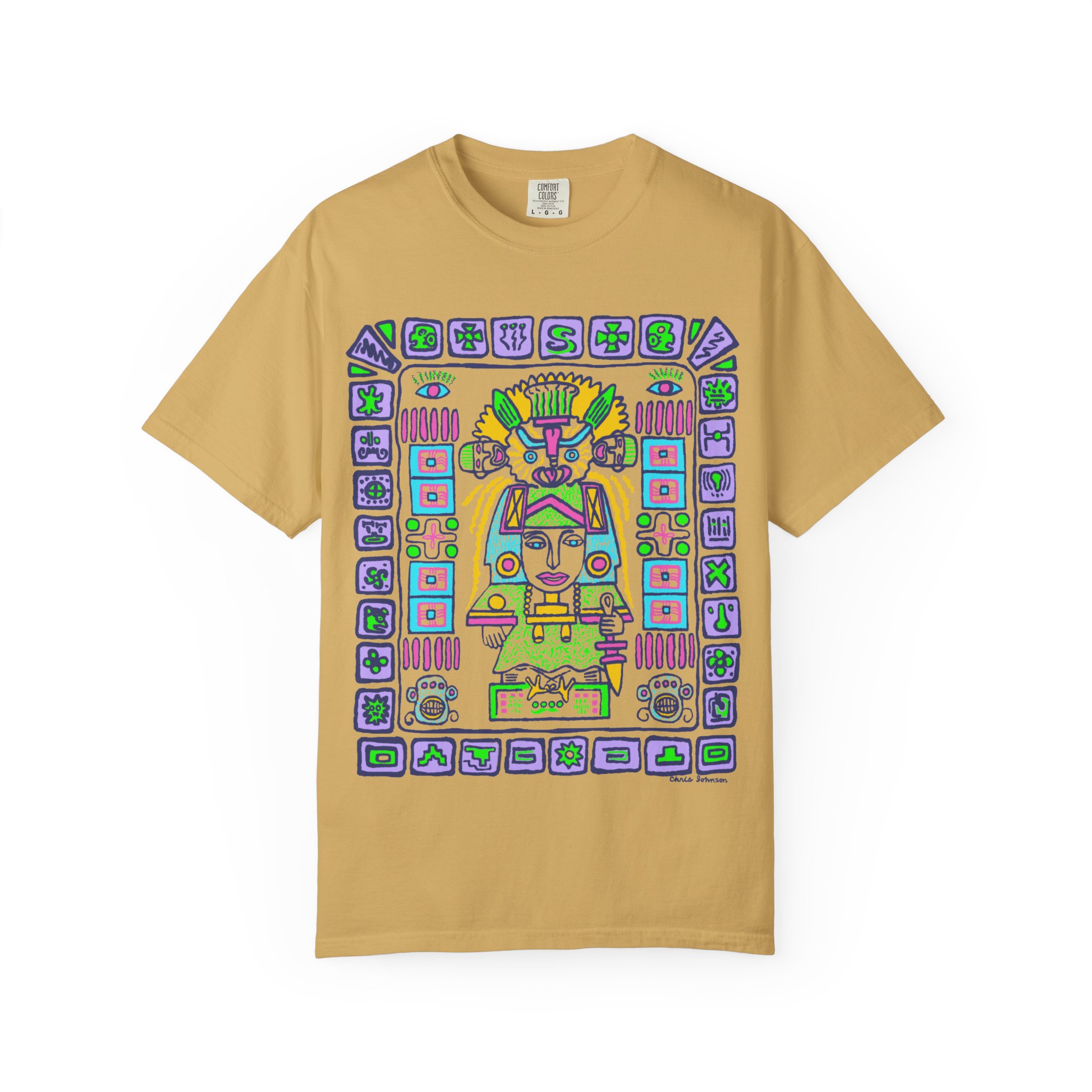 Mystic Pyramid Graphic T-Shirt — Colorful Aztec-Inspired Design - Image 4