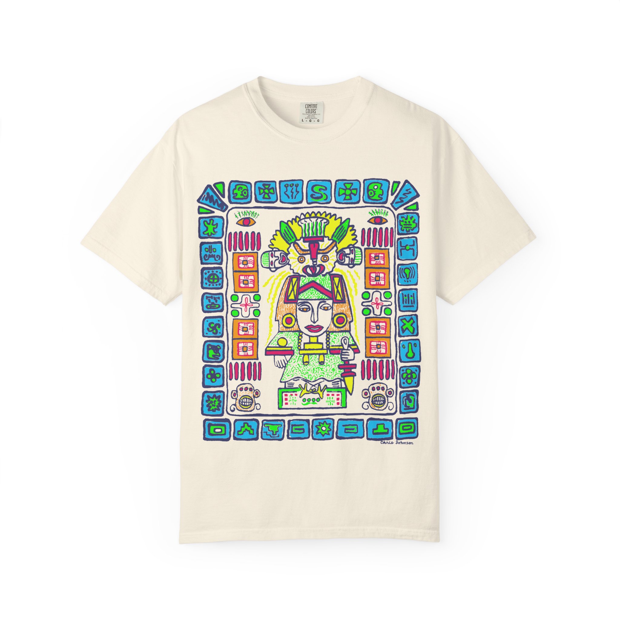 Aztec Goddess Graphic T-Shirt — Vibrant Tribal Illustration Tee - Image 3