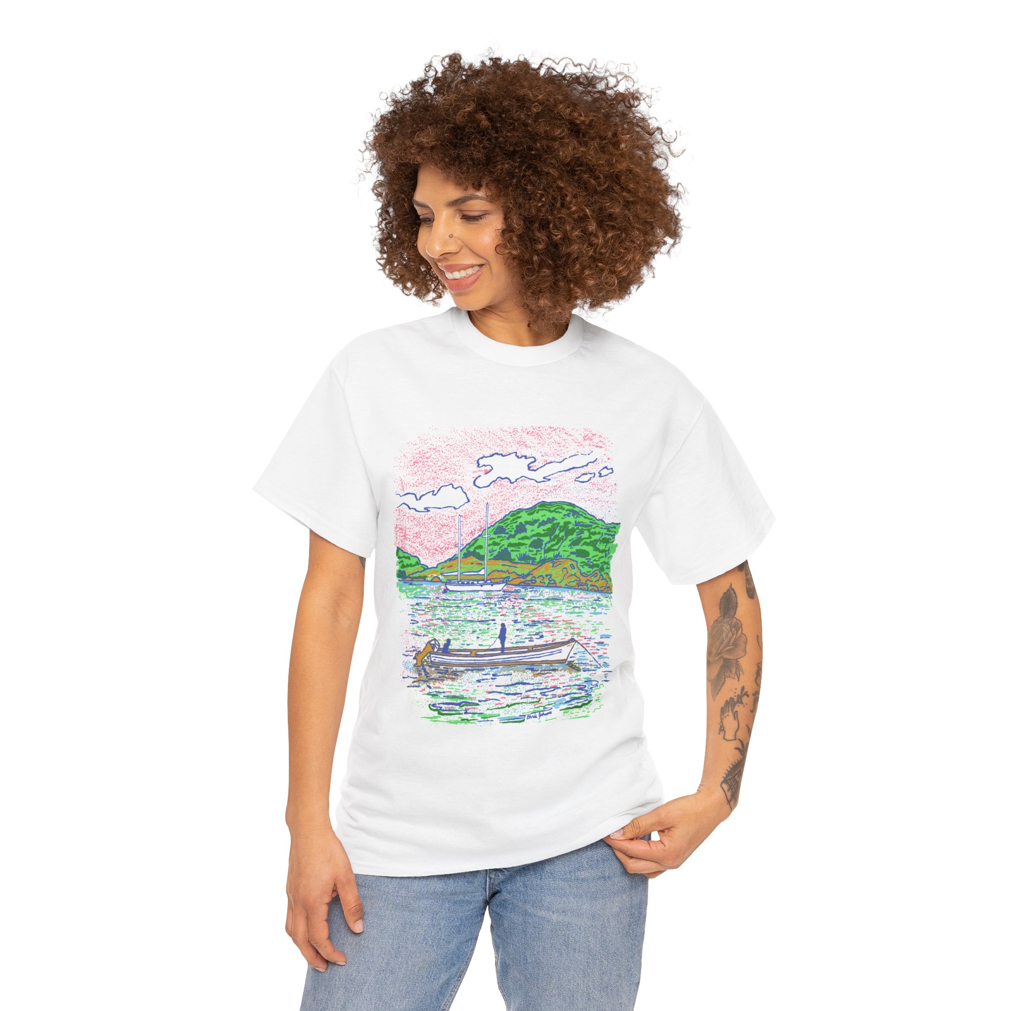 Fishing from the Longboat - Gildan 5000 - Unisex Heavy Cotton Tee - Image 2