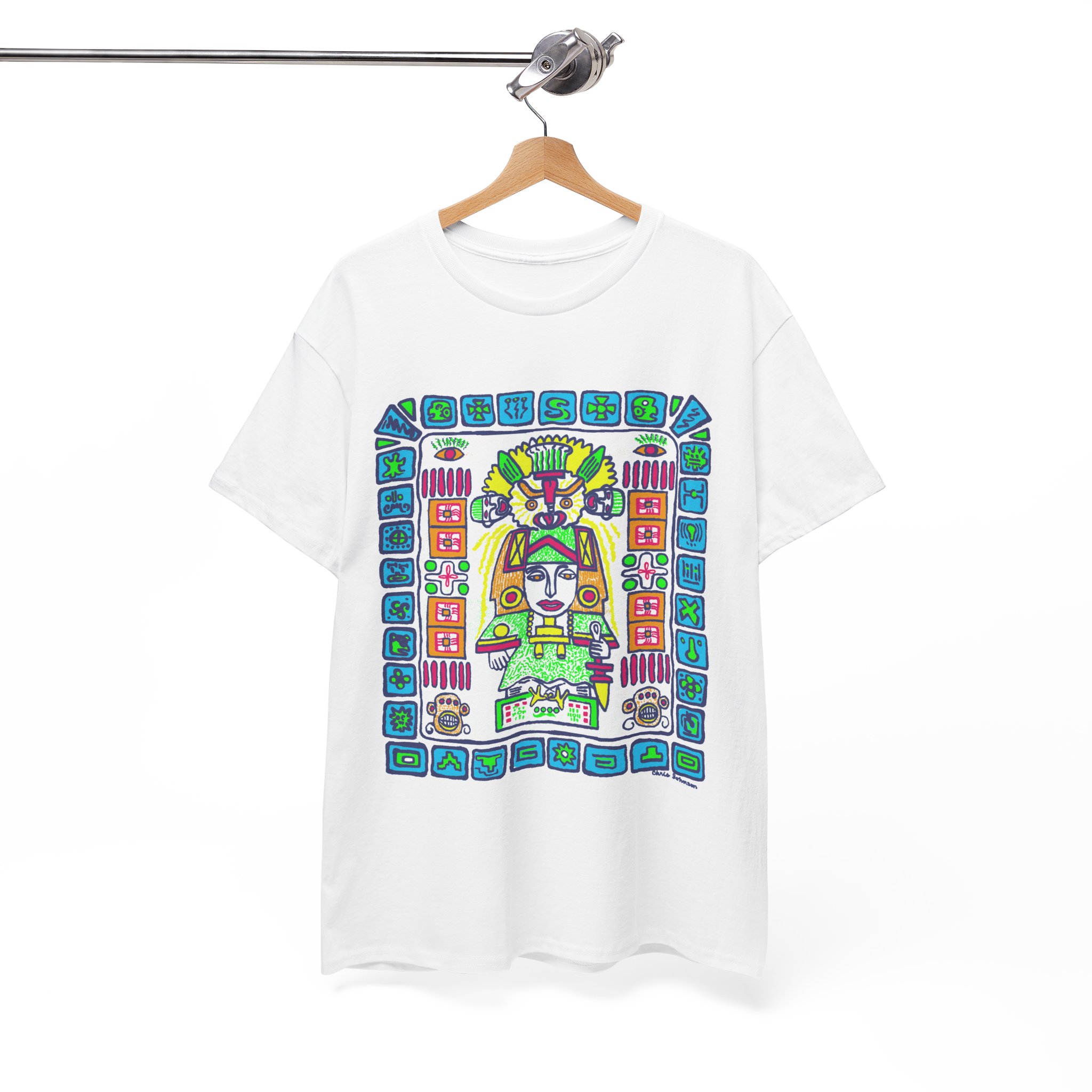 Mayan Protector Glyph - Gildan 5000 - Unisex Heavy Cotton T-Shirt - Image 3
