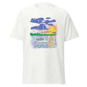 Sailboat Sunset Tee — Vintage Coastal Beach T-Shirt