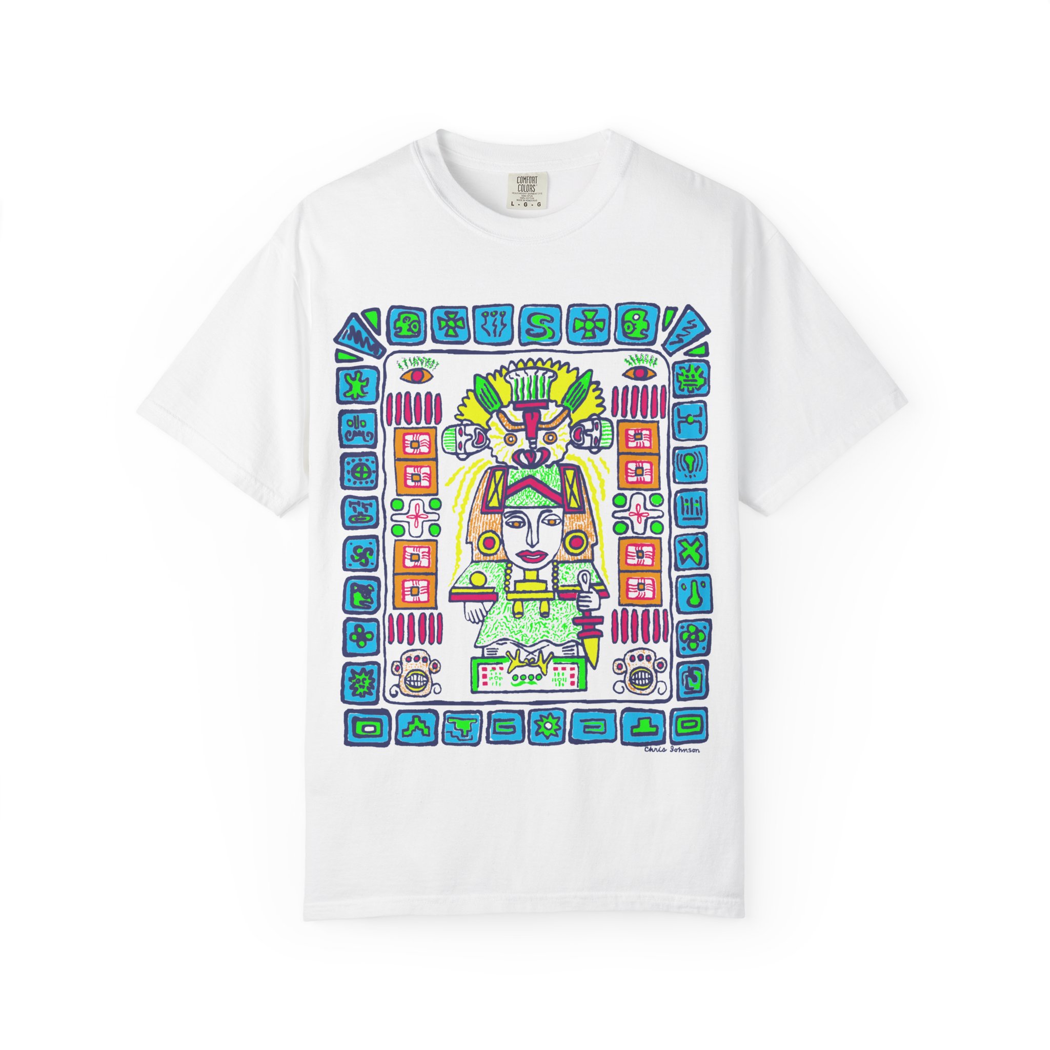 Aztec Goddess Graphic T-Shirt — Vibrant Tribal Illustration Tee