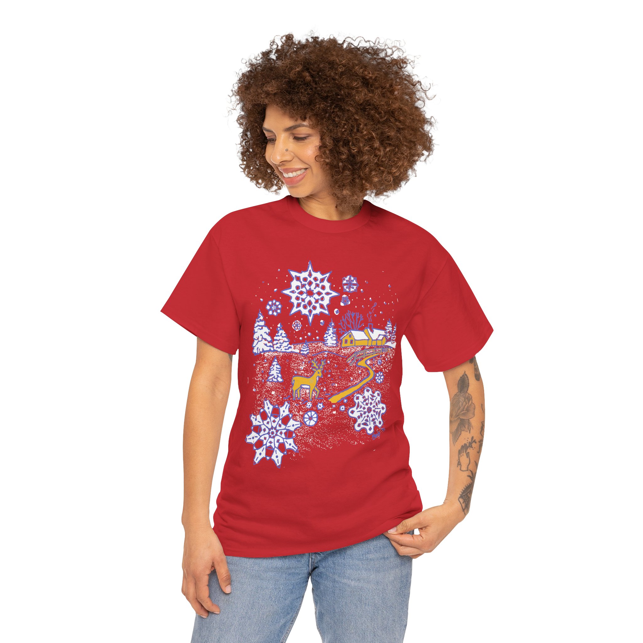 Christmas Snow in Winter Wonderland - Gildan 5000 - Unisex Heavy Cotton Tee - Image 3